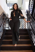 La Mesh Inserted Fashion Jumpsuit